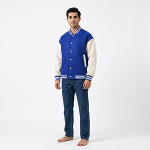 Men's High Quality Breathable Stand Collar Front Long Sleeve Classic Baseball Style Winter Jacket Vintage College Custom - Product Image 1