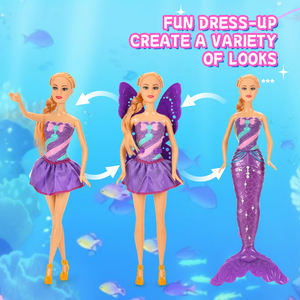 SY nouvelle poupée 2 en 1 Sea-Maid poupée jouet 11.5 pouces habiller poupée de mode pour les filles avec des ailes et Sea-Maid queue princesse sirène jouet - Product Image 5
