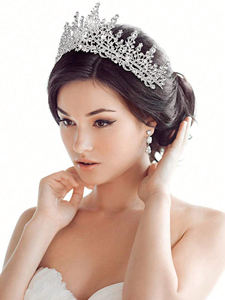 تيجان ملكية فضية مرصعة بالكريستال وأحجار الراين من تشجيانغ، إكسسوارات شعر عرائس بتصميم عتيق للحفلات العصرية - Product Image 4