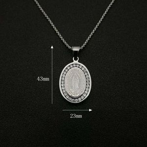 Collar con Colgante de <span class=keywords><strong>la</strong></span> Virgen de Guadalupe en Acero Inoxidable 316L Chapado en Oro con Circonita AAAAA - Product Image 6