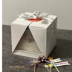 Venta al por mayor de fábrica, caja de flores portátil con ventana abierta, pastel de flores, caja de regalo plegable cuadrada transparente, caja de embalaje Floral - Product Image 3