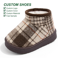 Bottes d'hiver à carreaux personnalisables pour enfants, doublure polaire chaude, chaussures confortables pour tout-petits de 1 à 4 ans