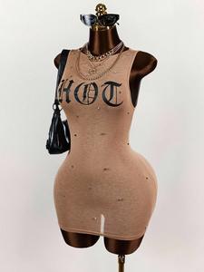 Nouvelle robe moulante sans manches sexy en stretch pour femmes, robe fourreau <span class=keywords><strong>mini</strong></span> - Product Image 2