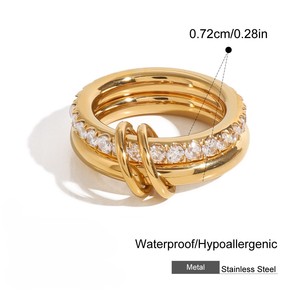 Anillos de Moda Bohemia Modernos Chapados en Oro de 18K, Joyería Multicolor en Capas con Circonitas, Tallas <span class=keywords><strong>5</strong></span> 6 7 8 9 10 para Mujer - Product Image 4