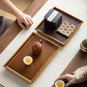 Bamboo <b>tea</b> tray, handmade bamboo woven pastry plate, Kung Fu <b>tea</b> <b>set</b>, <b>tea</b> saucer, <b>tea</b> table, dry brewing tray, <b>tea</b> accessories - Product Image 3