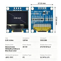 Modul Tampilan OLED 0.96 Inci 128X64 I2C IIC 4Pin SSD1306 Driver Layar Putih Biru Kuning untuk Arduino ESP32 ESP8266 M114