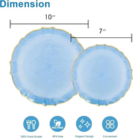 Assiettes en plastique Xueli durables, élégantes, jetables, écologiques, résistantes au lave-vaisselle, avec base translucide et bordure, pour les fêtes