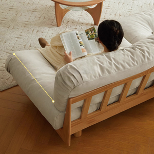 XINYMD Canapé italien en bois de chêne Lit nuage en forme de I Canapé en bois de chêne massif avec éponge pour le salon - Product Image 5