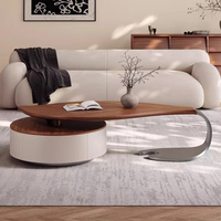 Ensemble de Meubles de Salon en Bois Moderne Tables Basses Gigognes Ovale Compacte et Table d'Appoint Design Feuille