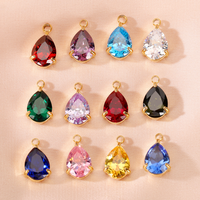 Collier pendentif délicat pour la création de bijoux, en acier inoxydable, avec pierre de naissance en forme de goutte d'eau, zircon et breloques pierres de naissance