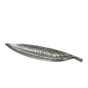 Plateau de service moderne luxueux en aluminium plaqué or, poli, en forme de feuille, de haute qualité, écologique, pour hôte - Product Image 4