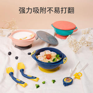 Juego de vajilla para bebé Y Crown, tazón con ventosa de PP con palillos, tenedor y cuchara para niños de 1 a 2 años, libre de BPA, diseño fresco y lindo. - Product Image 1