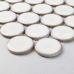 <span class=keywords><strong>Azulejos</strong></span> Redondos de Porcelana Blanca Cristalizada de 48 mm de Diámetro <span class=keywords><strong>para</strong></span> Paredes, Baños y Cocinas - Product Image 3