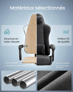 Chaise de jeu ergonomique confortable à dossier haut en noir encre, chaise de jeu vidéo de bureau, chaise de jeu idéale pour le bureau à domicile, le travail à distance - Product Image 2