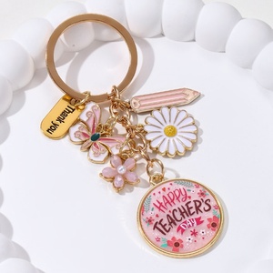 Portachiavi miglior insegnante simpatico fiore di farfalla smalto fatto a mano in metallo regalo per donna giorno dell'insegnante <span class=keywords><strong>degli</strong></span> uomini grazie portachiavi classico - Product Image 4