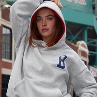 Maßgefertigter Bestickter Damen-Baumwoll-Oversized-Pullover Hoodie Strick-Designer-Rundhalspullover Unisex-Set Individualisierung mit Logo