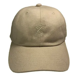 Custom Adults Embroidered 6 Panel Soft Cotton Hats Flat Embroidered Adjustable Unstructured Baseball Cap Fashion Dad Hat Khaki