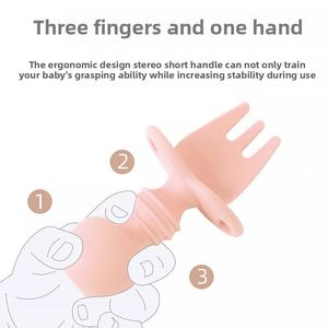 Juego de Cubiertos de Silicona de Grado Alimenticio con Mango Corto para Niños, Moderno y Sostenible, Cucharas y Tenedores para Bebés - Product Image 2