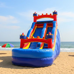 Commercial Rentals Water Park <b>Outdoor</b> Inflatable Castle Jumping Bouncer Water Slide with Pool for Beach 5-10 kids with Blower - Product Image 1