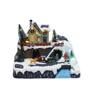Figurines de maisons de village de Noël avec Père Noël éclairé par LED, nouveauté 2025, décorations de Noël - Product Image 3