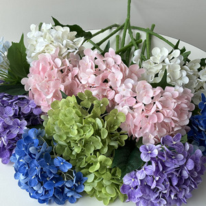 Fleurs artificielles en soie d'hortensia Haiyi, 72 pièces, toucher hydratant, décoration de mariage et de maison, bouquet bleu et blanc - Product Image 3