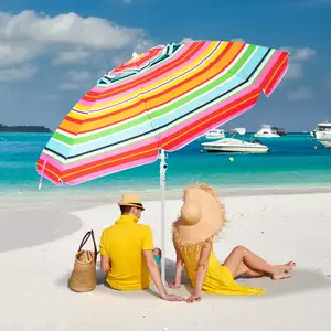 Outdoor Windproof Big Beach Parasol Heavy Duty Beach Umbrella For Table