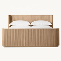 Lit double en bois massif simple américain, meubles de chambre à coucher, chêne, villa, hôtel, vente directe d'usine, personnalisable