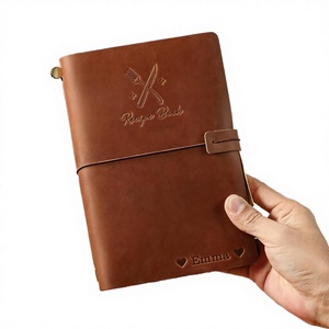 Customized Logo A5 Travel Notepad 22x15.5cm Full Grain Leather Spiral Binding Refillable Journal 550g 100 <b>Sheets</b> Vintage Style - Product Image 2