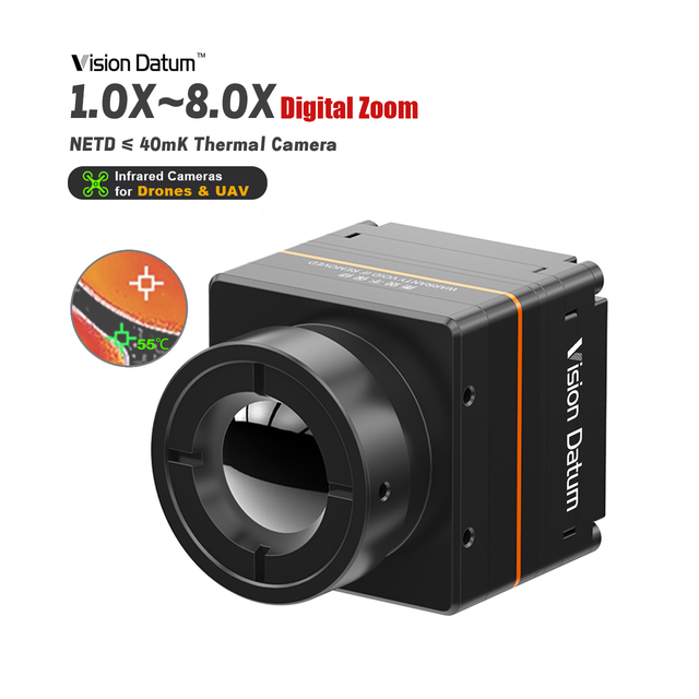 Vision Datum Android/Linux SDK 640x512 30kHz 1-8x Digital Zoom NETD 40mK 0~+550C 25.4x25.4x15.6mm Multi-Lens Drones Thermal