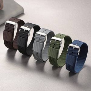 Bracelet de montre en nylon tressé côtelé monobloc, 18mm, 20mm, 22mm, vente en gros - Product Image 1
