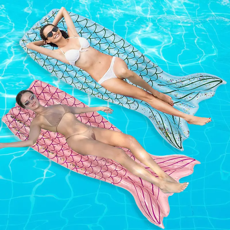 Nuovo Design Gillter sirena galleggiante per piscina gonfiabile per adulti