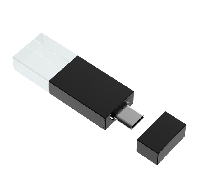 New Private Custom Logo USB C 128GB 256GB 512GB 1TB 2TB Pendrive 8gb OEM Glass Usb Flash Drive with LED Light