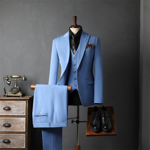 Colección de Trajes de Negocios Modernos Americanos para <span class=keywords><strong>Hombre</strong></span>, <span class=keywords><strong>Traje</strong></span> de Oficina de 3 Piezas, Estilo Británico, Diseño a Cuadros, Transpirable y Antiarrugas - Product Image 3