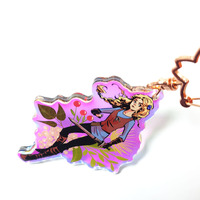 Porte-clés en acrylique époxy personnalisés Kuien avec paillettes, breloques en acrylique holographiques arc-en-ciel pour cadeaux
