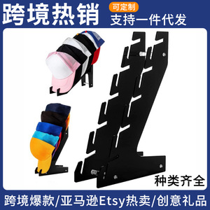 Support mural pour casquettes de baseball en acrylique, présentoir à deux niveaux pour magasin de vêtements, rangement de bureau ou chambre - Product Image 5