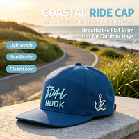 Gorra Snapback de Secado Rápido con Visera Plana, Diseño Estructurado TIDAL HOOK, Bordado de Olas, Pesca Oceánica, Surf, Marina