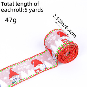 DIY kabel pita Natal cetakan kepingan salju merah hitam pita kotak-kotak untuk karangan bunga busur dekorasi Natal - Product Image 6