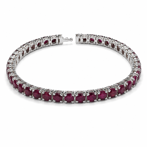 925 Sterling Silver Rhodium Plated Ruby Tennis <b>Bracelet</b> for Women - Product Image 4