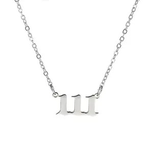 Fenxinju New Arrival Stainless Steel pendants Necklaces Alloy silver color Plated Women Custom Angel 0-9 Lucky Number Necklace