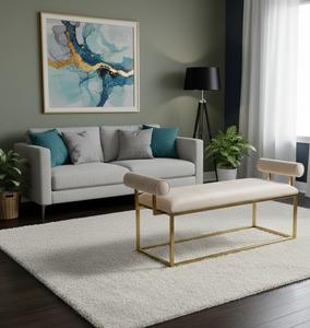 Banco de Lino de Lujo para Interiores, Mueble de Asiento Moderno y Minimalista, Banco Tapizado con Cojín Afelpado y Estructura Resistente para Apartamentos y Escuelas - Product Image 3