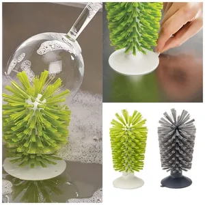 Creative Multi-Functional Kitchen Cleaning Tools Sink Suction Cup <b>Brush</b> Soft Bristles for Cleaning Drink Mugs <b>Bottles</b> Glasses - Product Image 2