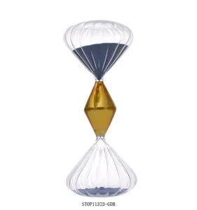 Handcrafts Glass Art Europe style luxury golden paint sand timer 30minutes exhibition show House Modern Living Room decoration