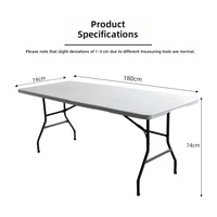 Table à manger pliante moderne et portable, table rectangulaire blanche en plastique, imperméable, résistante aux UV, empilable, mobilier d'extérieur