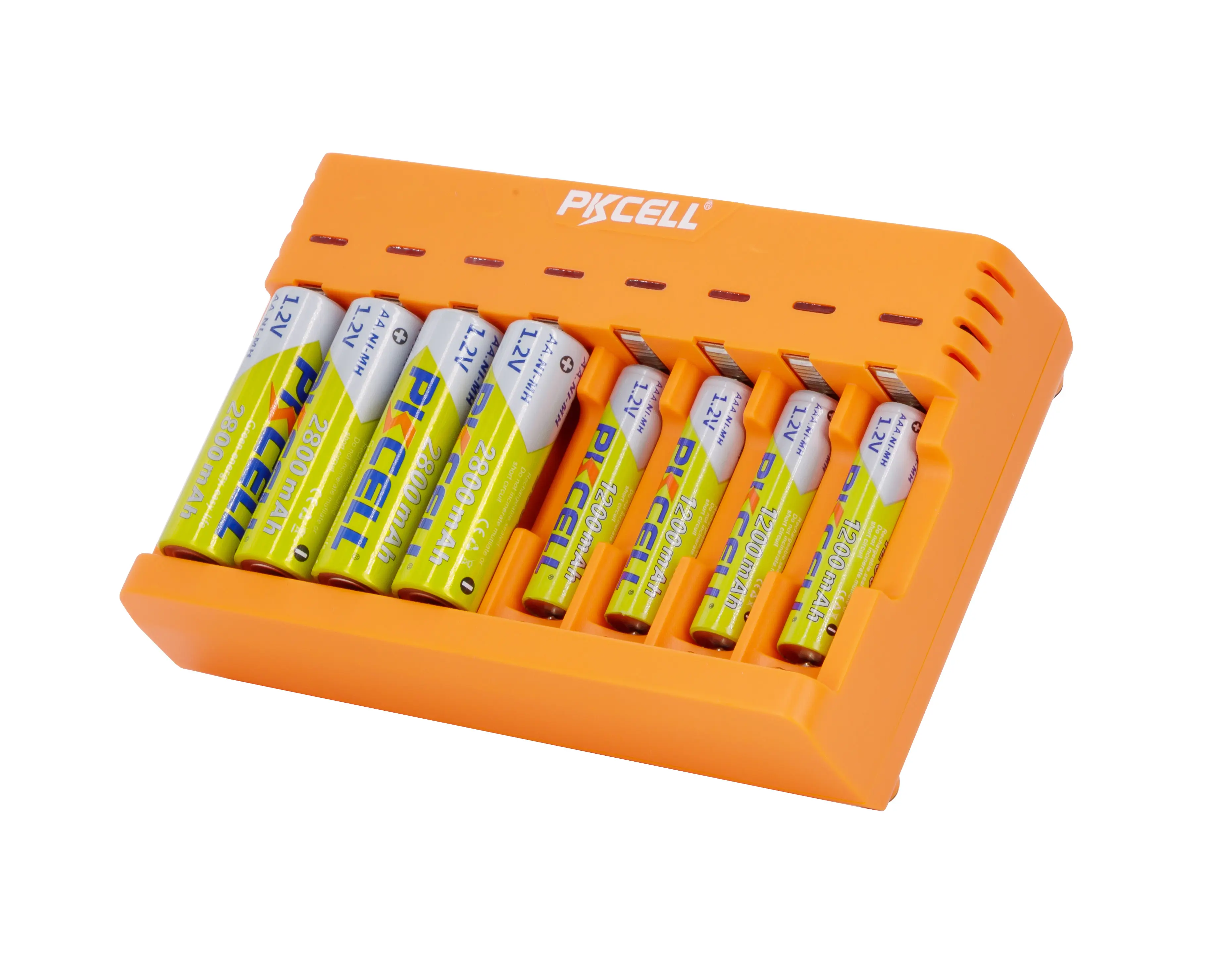 PKCELL Brand Nimh Battery Charger AA AAA Size Portable Fast Cylindrical Battery Charger 8 Slot USB Cable
