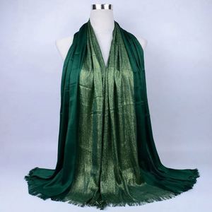 Pañuelo largo de viscosa con brillo dorado para mujer, estilo musulmán, ideal para primavera, ¡el más vendido! - Product Image 1