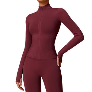 Disko Sport Veste de yoga sans couture à col montant pour femme, haut chaud à manches longues, coupe ajustée, pour le sport, la course et l'entraînement 7755 - Product Image 2