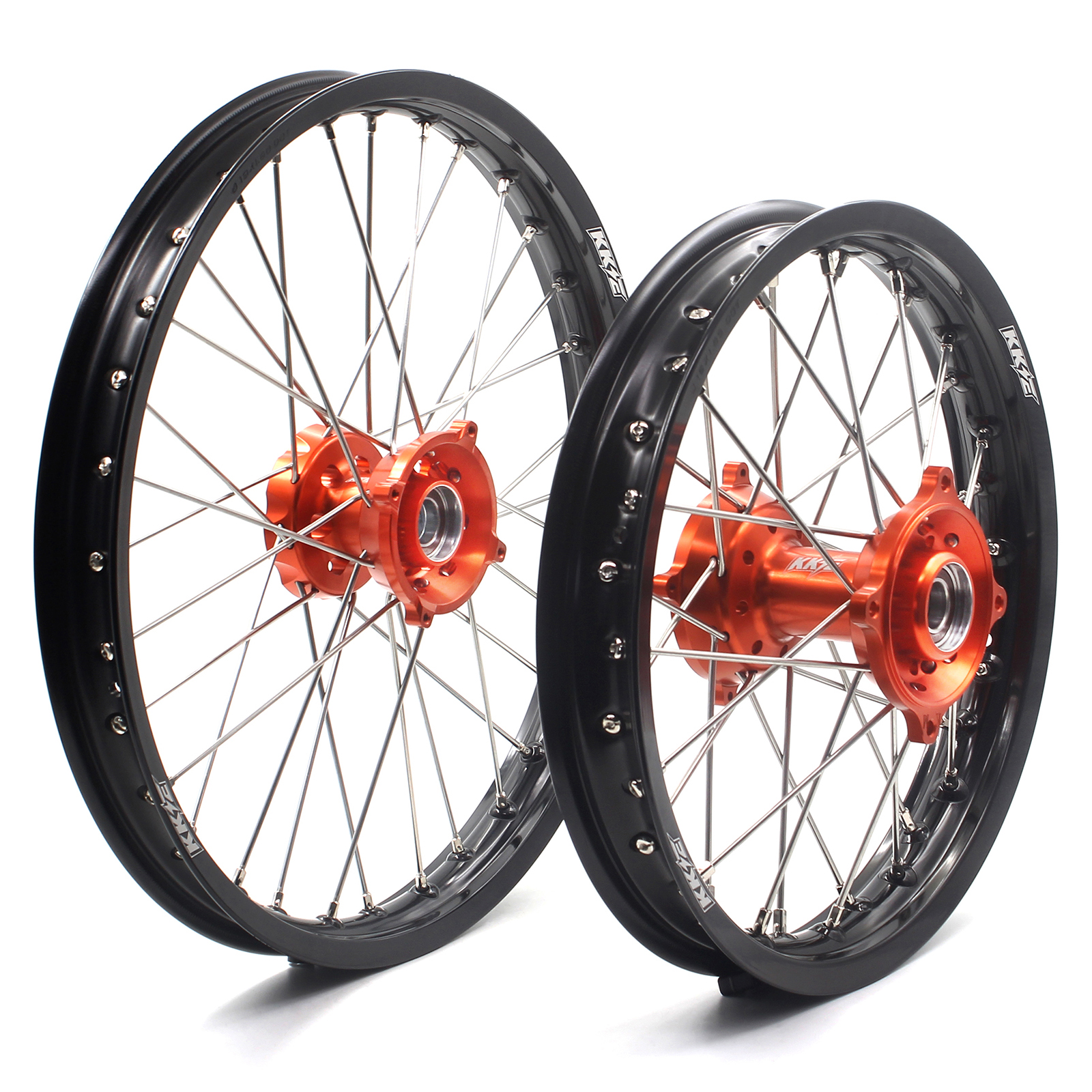 KKE 19/16 комплект маленьких колесных ободов для мотоцикла CNC Supermotard, совместимый с KTM85 SX 2003-2021Orange Hub Black Rim
