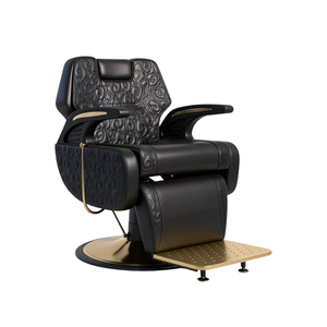 Black and gold hair salon chair with embossed and carved <b>soft</b> cover specially designed for rotating and height-adjustable hair - Product Image 1