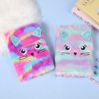 Cuaderno de Regalo para Niños con Cubierta de Felpa de Dibujos Animados A5, Diario con Bordado de Gatito Adorable, Encuadernación Perfecta - Cuaderno Chino