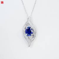 Kalung Perak Sterling 925 dengan Rantai dan Batu Zamrud Buatan Laboratorium untuk Pernikahan, Ulang Tahun, & Pesta